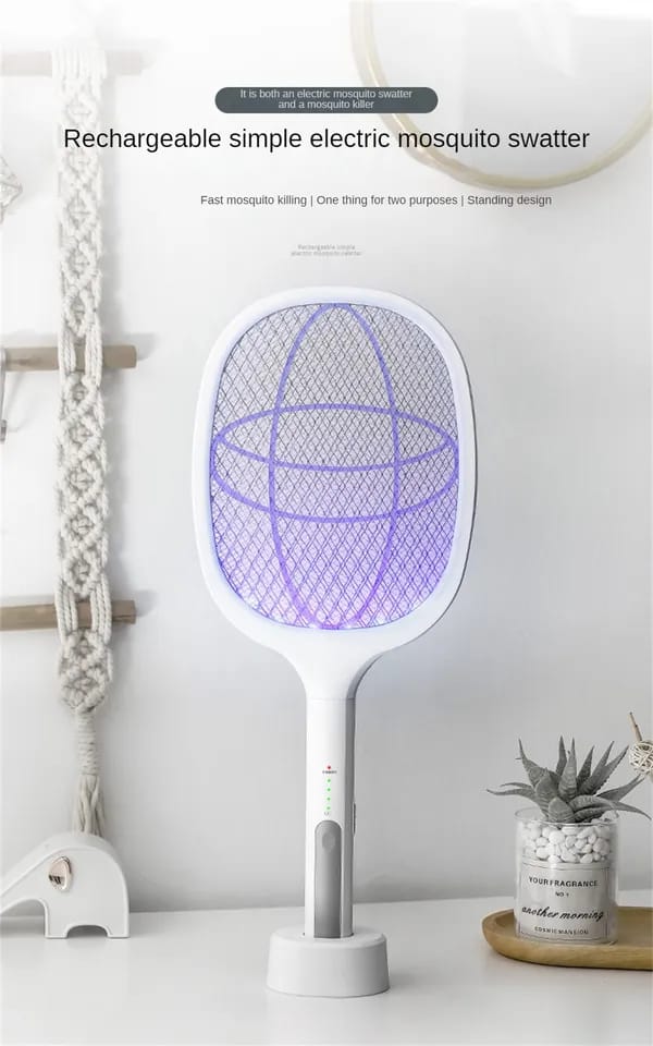 Rechargeable 2-in-1 Electric Mosquito Swatter with Stand
