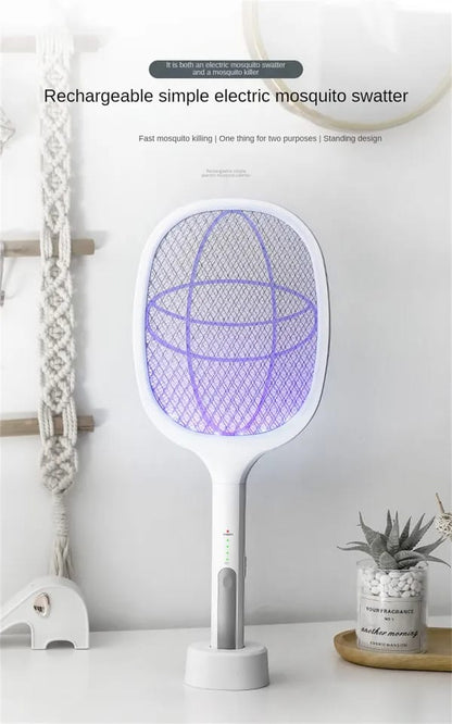 Rechargeable 2-in-1 Electric Mosquito Swatter with Stand