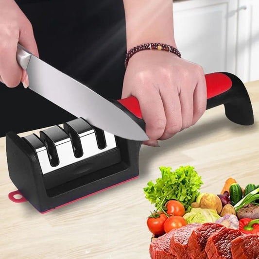 3-Stage Manual Knife Sharpener with Ergonomic Handle
