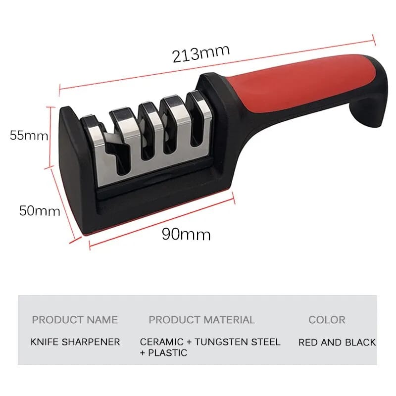 3-Stage Manual Knife Sharpener with Ergonomic Handle