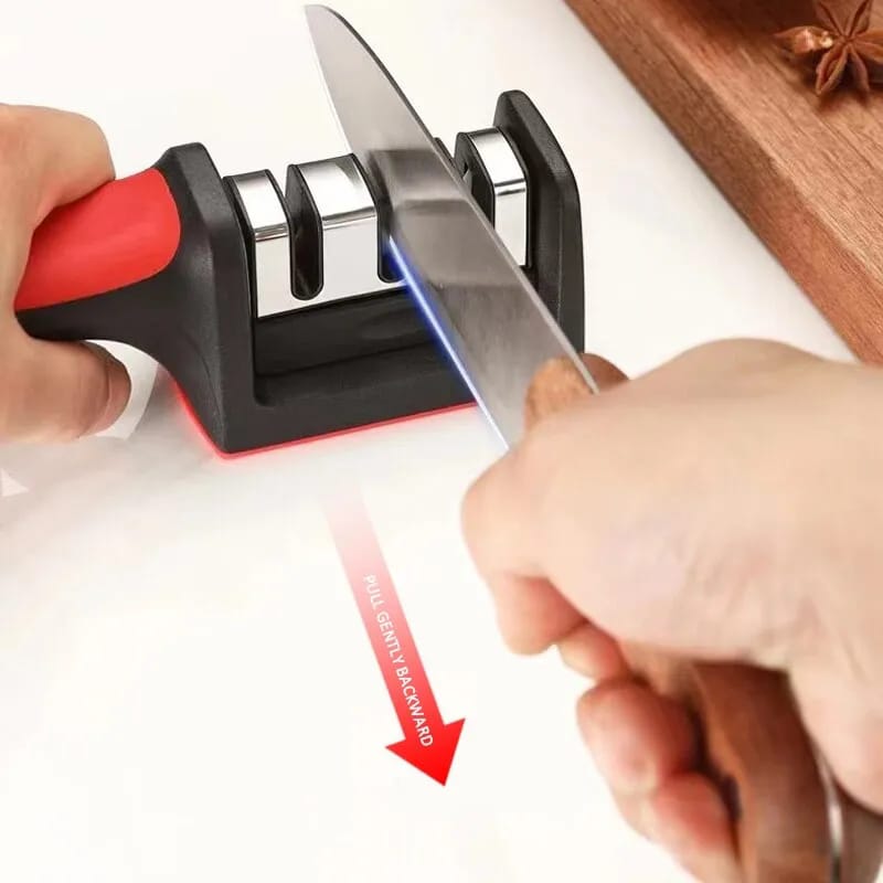 3-Stage Manual Knife Sharpener with Ergonomic Handle