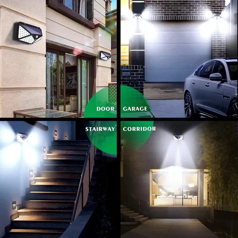 100 LED Solar Motion Sensor Wall Light